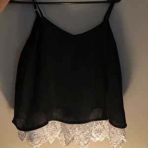 RUE 21 black tank with white lace at bottom! 🖤🖤
